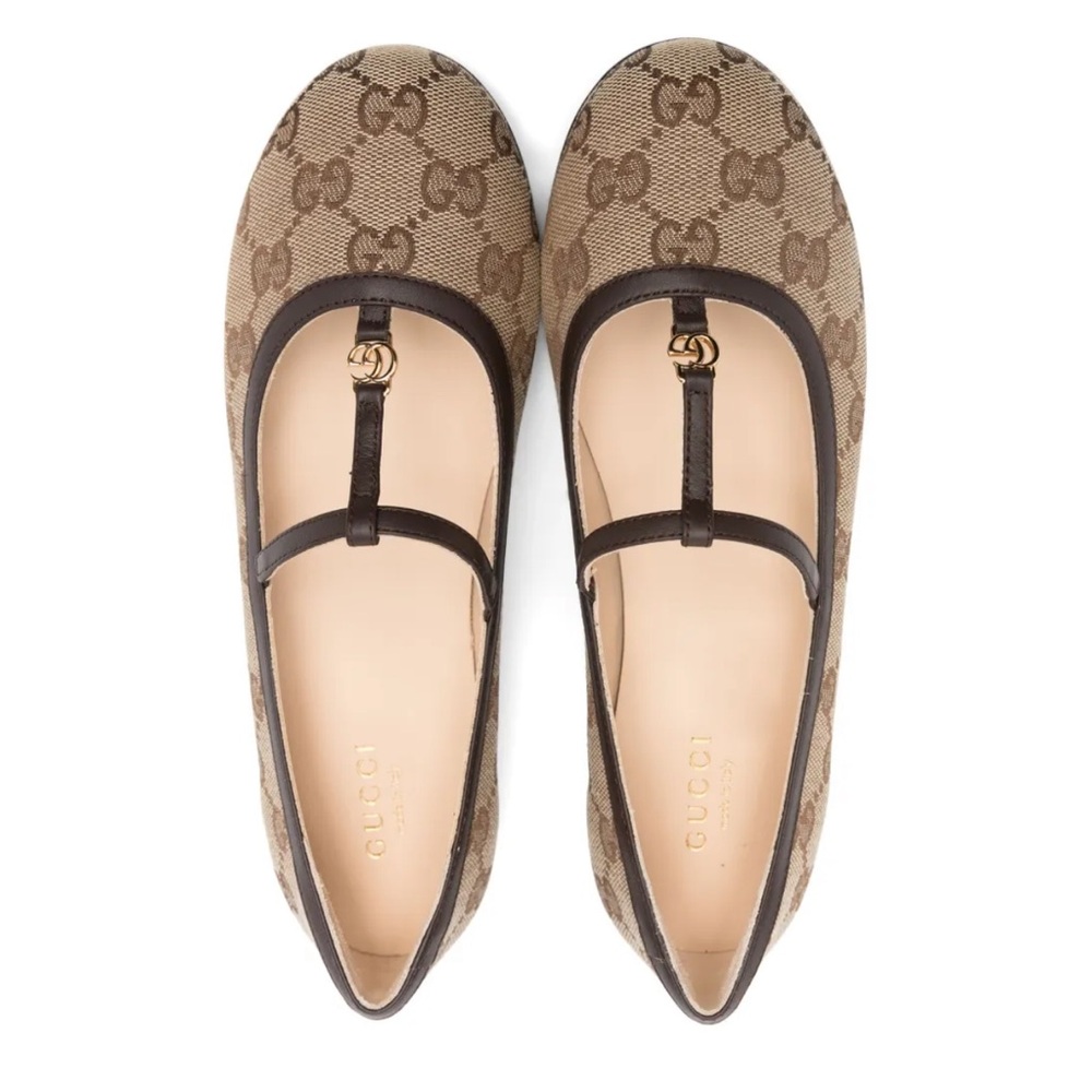 Gucci Double G-logo canvas ballerina shoes new